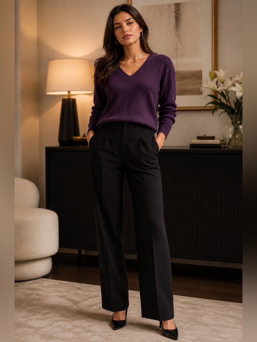 Ann Taylor 100% Cashmere V-Neck Sweater - Retired Purple - Womens size Small